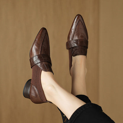 Marchesa Leather Croc Loafers