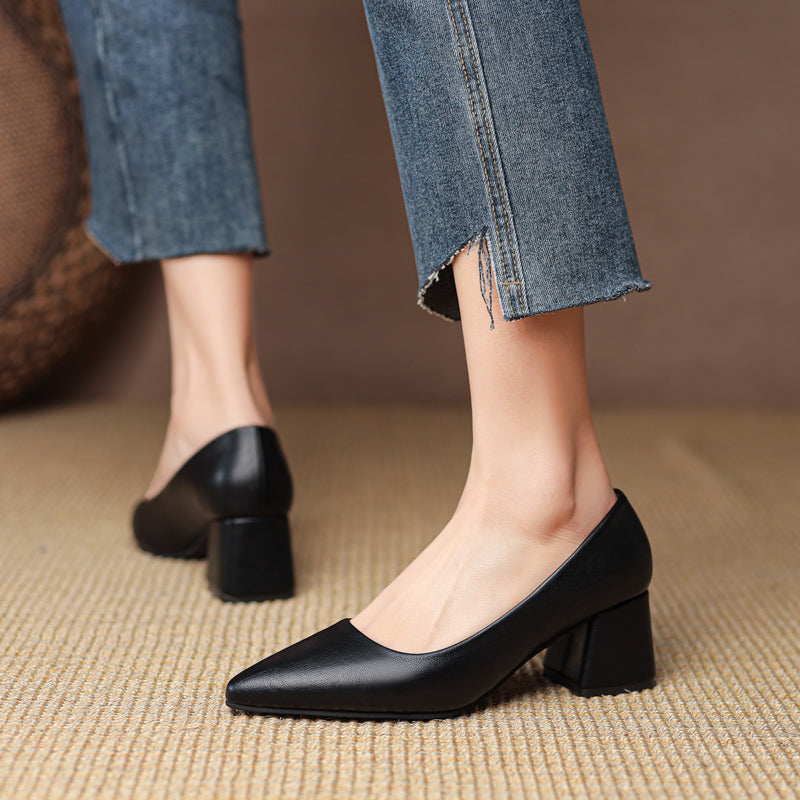 The Signature Square-Heel Pump in Premium Calfskin