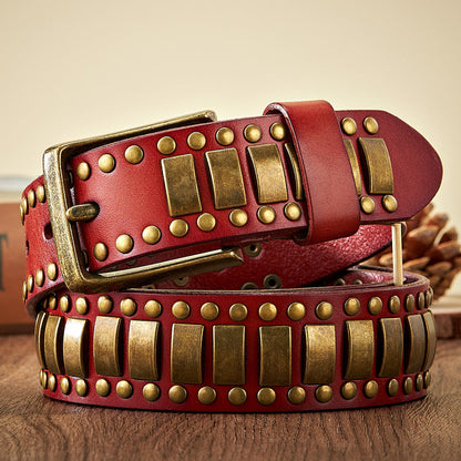 Crimson Bullion Leather Waistband