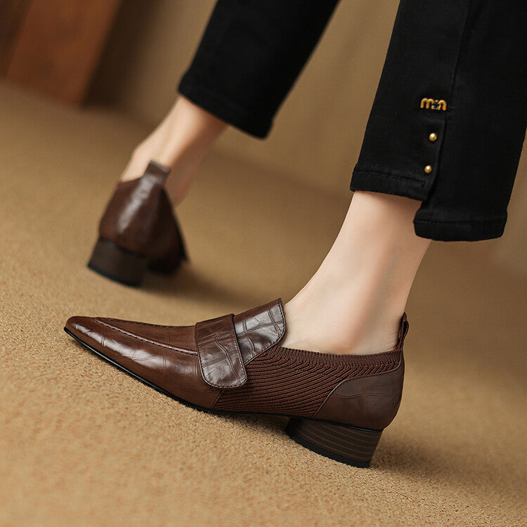Marchesa Leather Croc Loafers