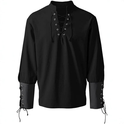 Renaissance-Inspired Laced Neckline Shirt