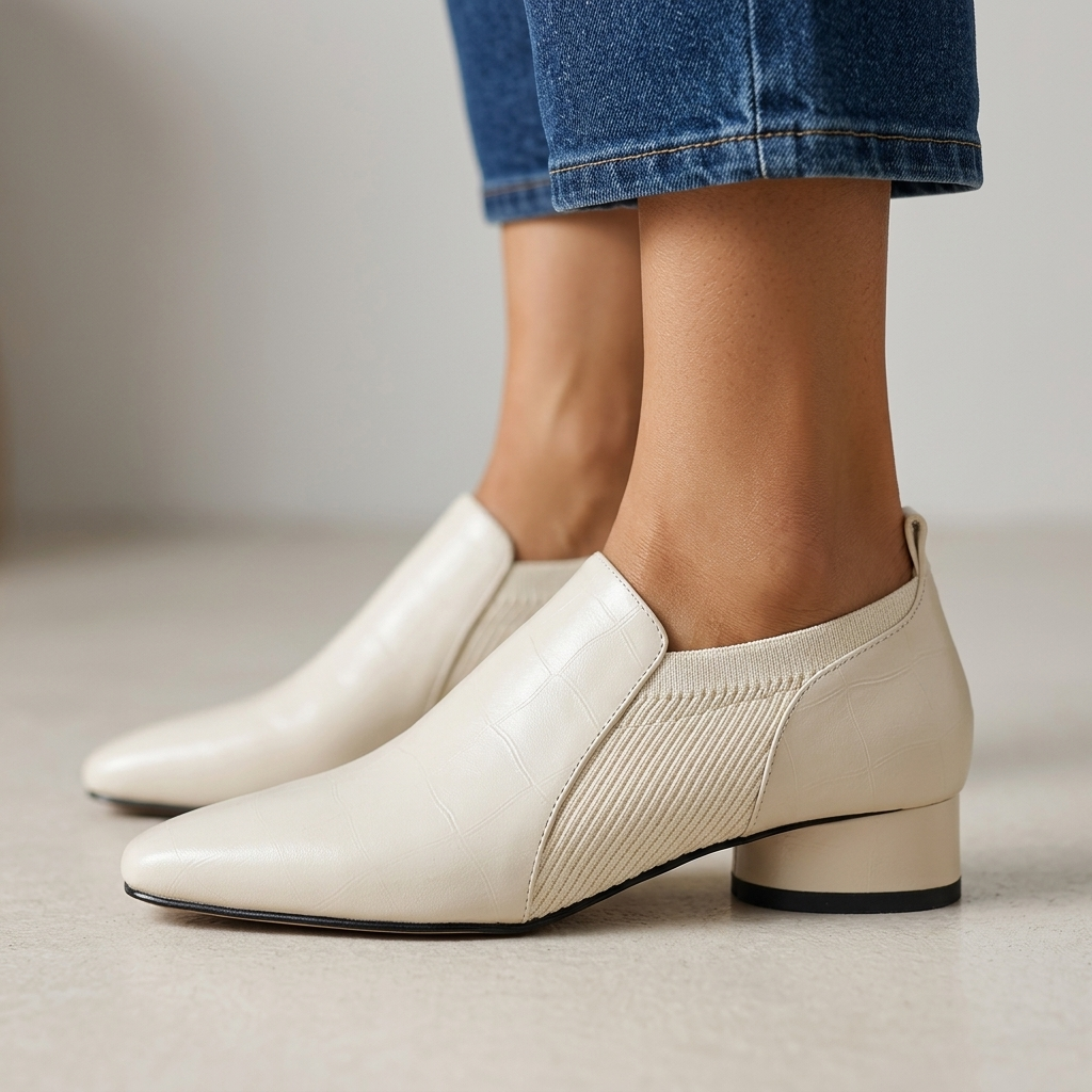 Odessa Croc-Embossed Block Heels