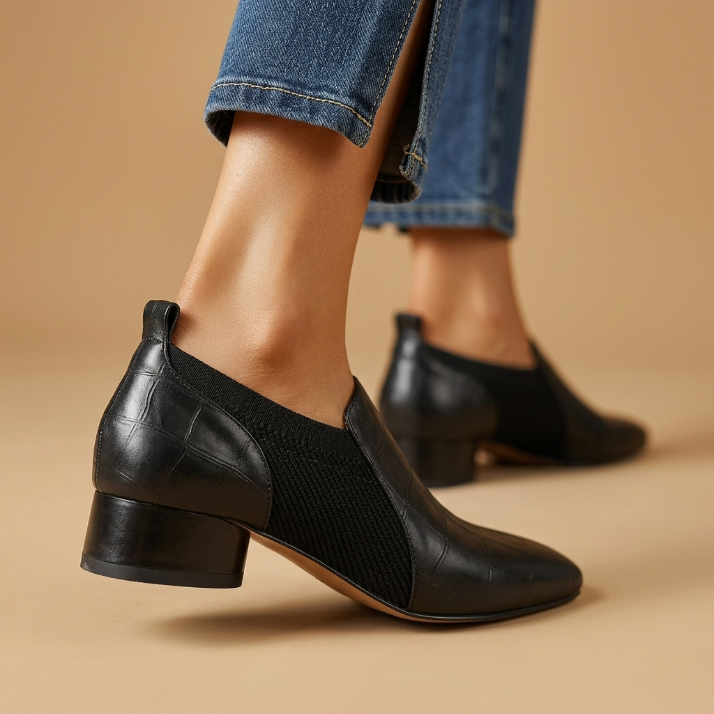 Odessa Croc-Embossed Block Heels