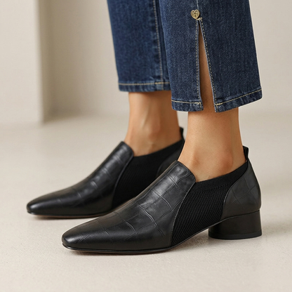 Odessa Croc-Embossed Block Heels