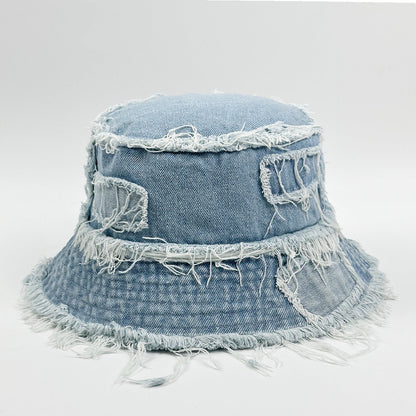 Frayed-Edge Denim Bucket Hat
