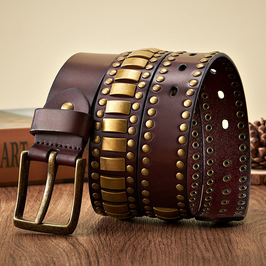 Crimson Bullion Leather Waistband