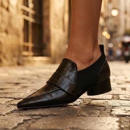 Marchesa Leather Croc Loafers