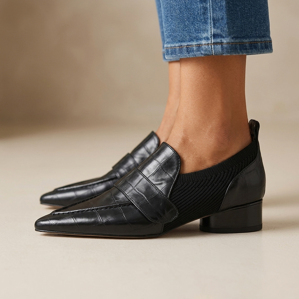 Marchesa Leather Croc Loafers