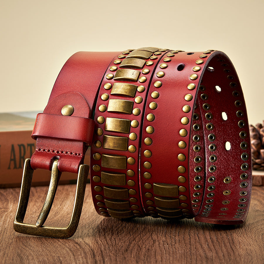 Crimson Bullion Leather Waistband