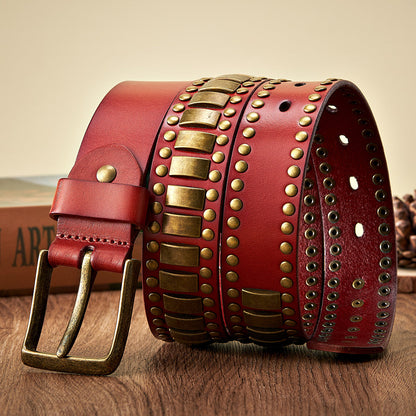 Crimson Bullion Leather Waistband