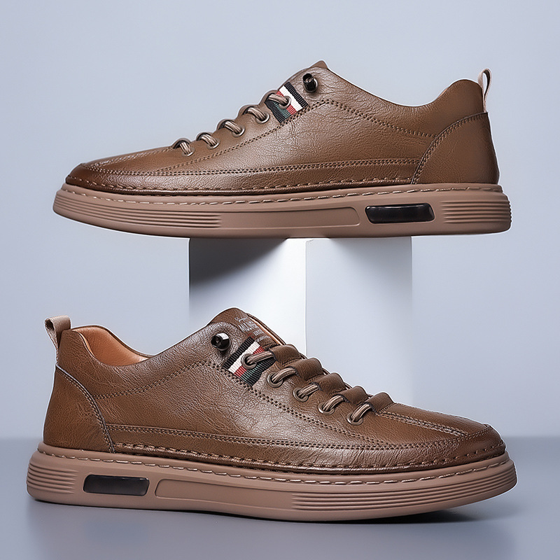 Tumbled Leather Stripe-Tab Sneakers