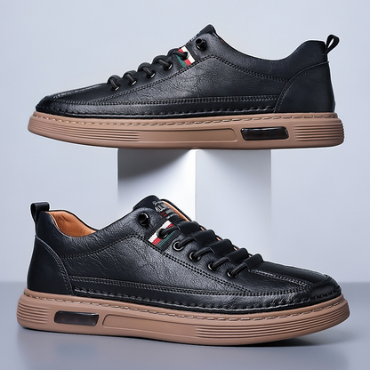 Tumbled Leather Stripe-Tab Sneakers