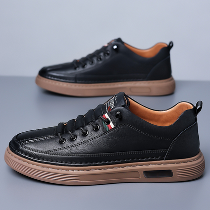 Tumbled Leather Stripe-Tab Sneakers