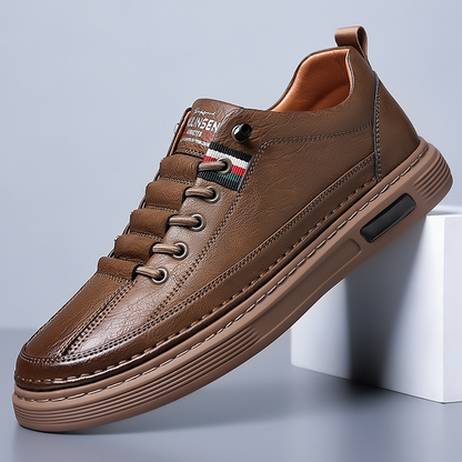 Tumbled Leather Stripe-Tab Sneakers
