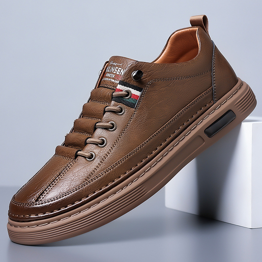 Tumbled Leather Stripe-Tab Sneakers