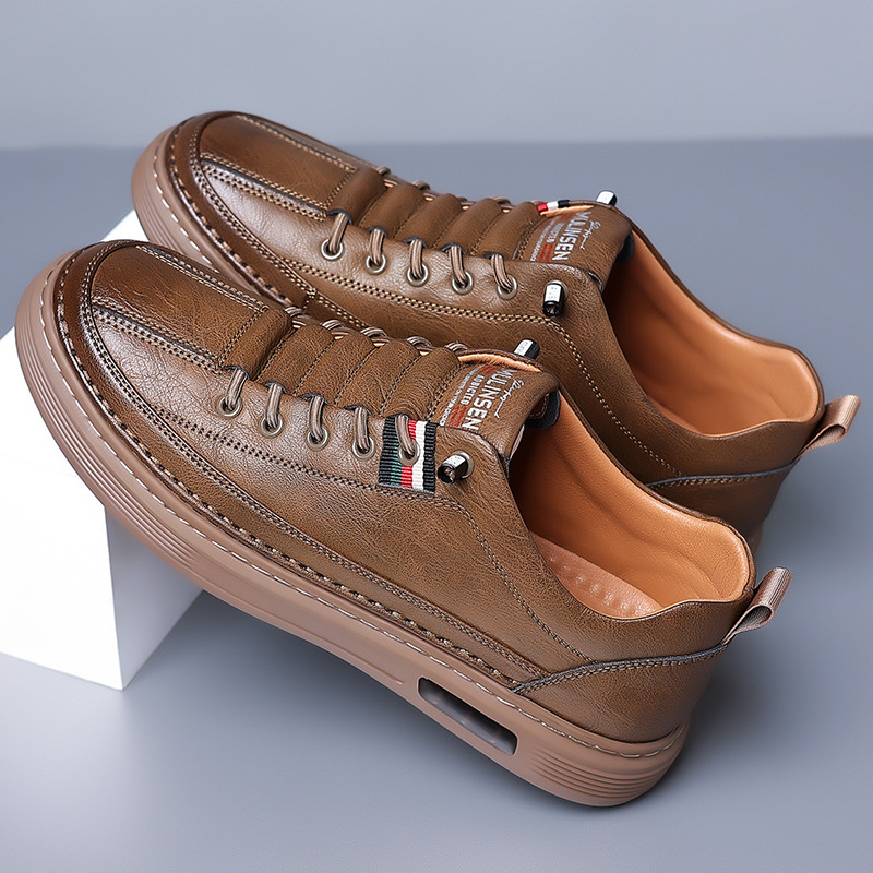 Tumbled Leather Stripe-Tab Sneakers
