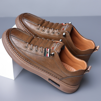 Tumbled Leather Stripe-Tab Sneakers