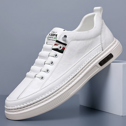Tumbled Leather Stripe-Tab Sneakers