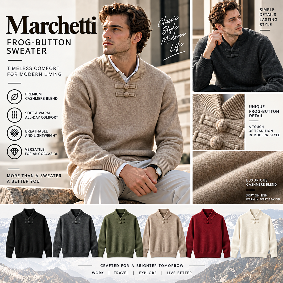 Marchetti Frog-Button Sweater