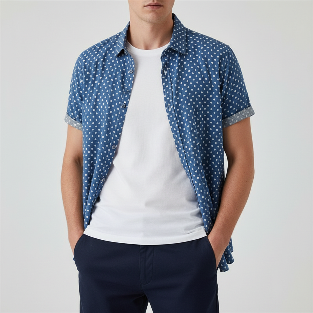 Short-Sleeve Polka Dot Shirt