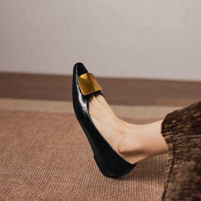 Nero Crinkle Brushed-Gold Vamp Flat