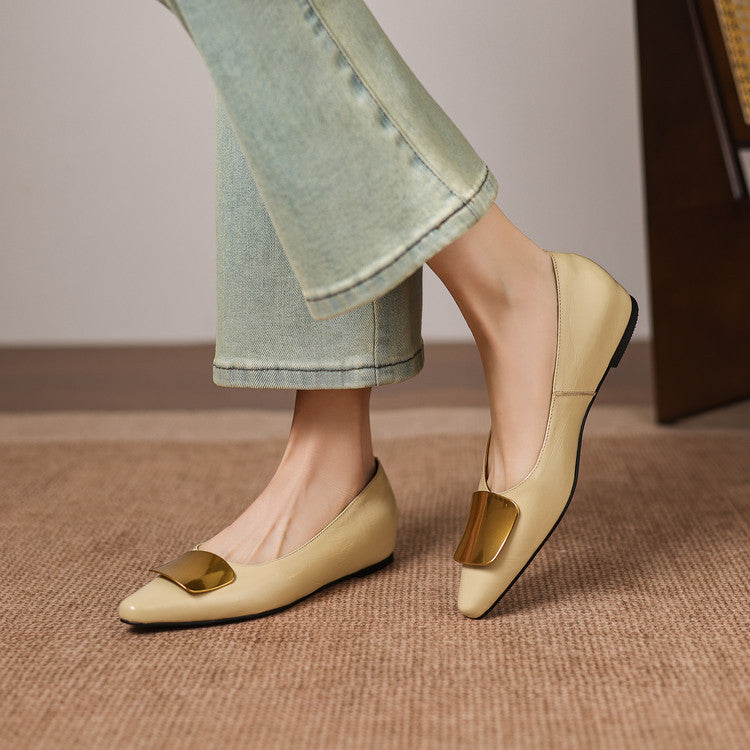 Nero Crinkle Brushed-Gold Vamp Flat