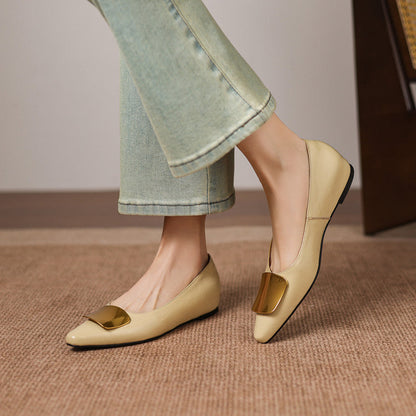 Nero Crinkle Brushed-Gold Vamp Flat