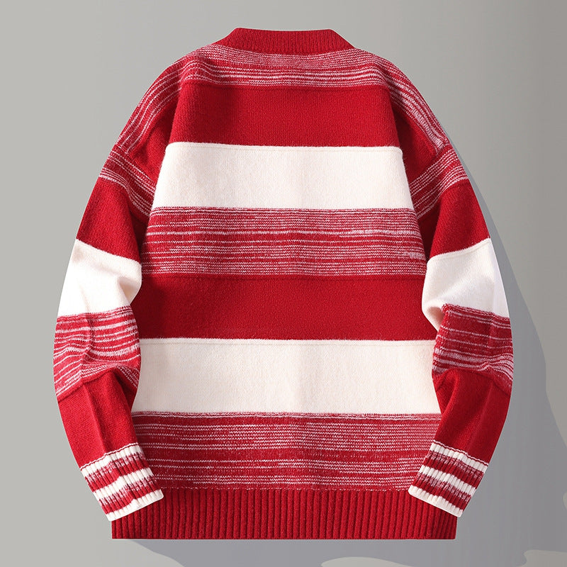 Horizontal Stripe Wool Cardigan