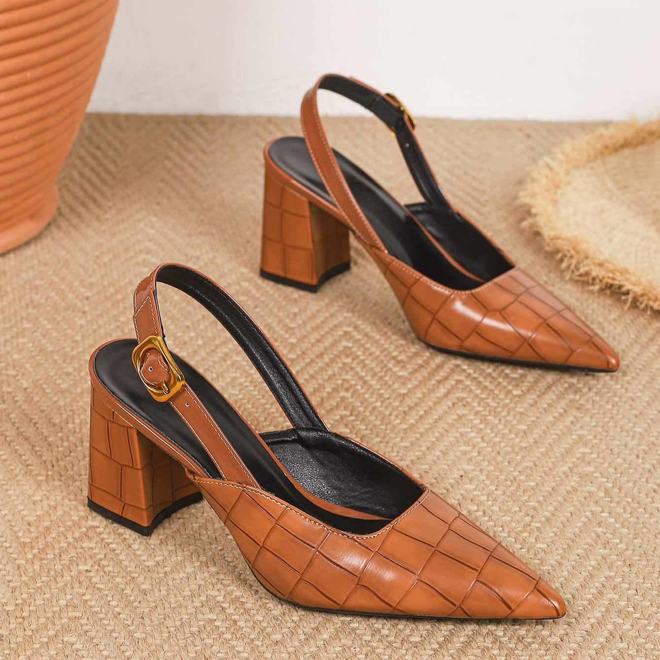 Marseille Croc-Embossed Slingback