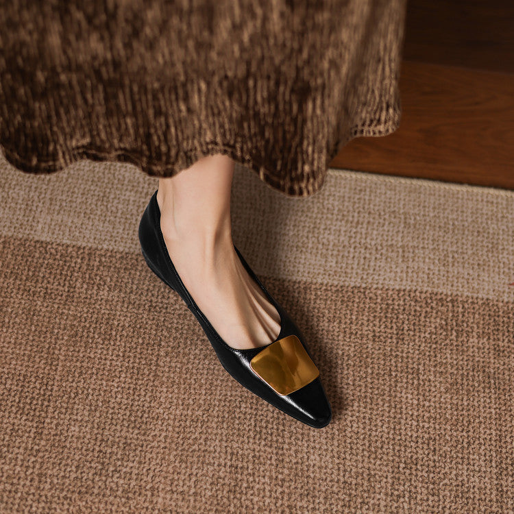 Nero Crinkle Brushed-Gold Vamp Flat