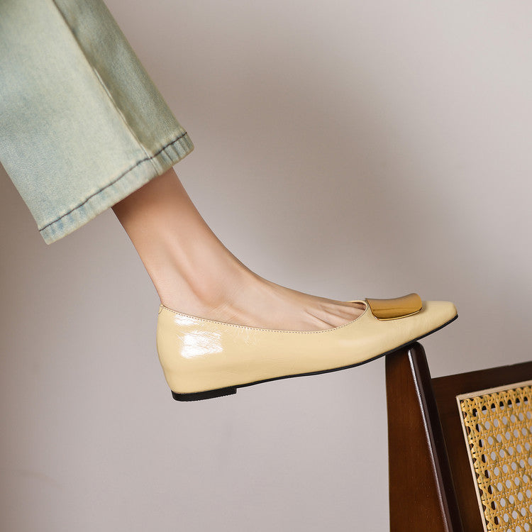 Nero Crinkle Brushed-Gold Vamp Flat
