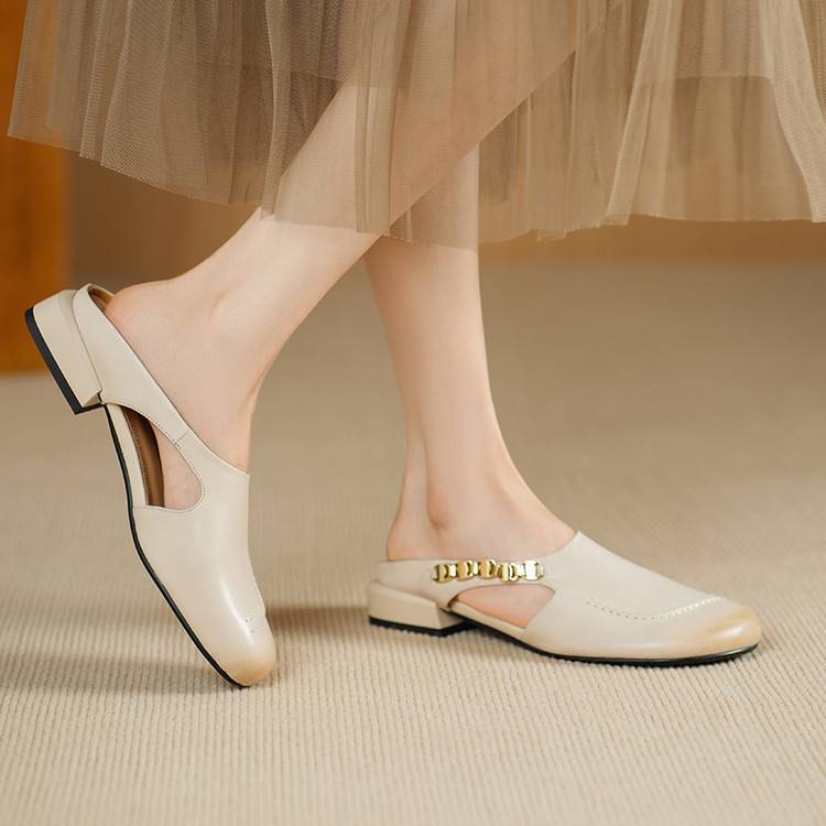 Sorbet Gold-Link Block Slingback