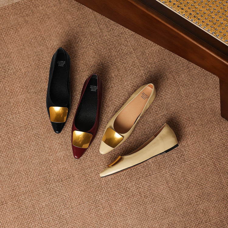 Nero Crinkle Brushed-Gold Vamp Flat