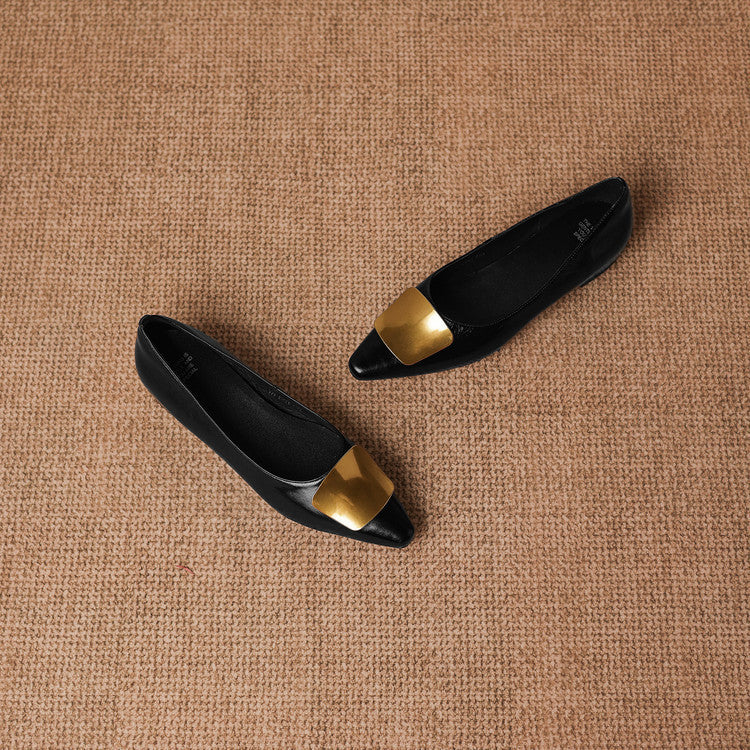 Nero Crinkle Brushed-Gold Vamp Flat