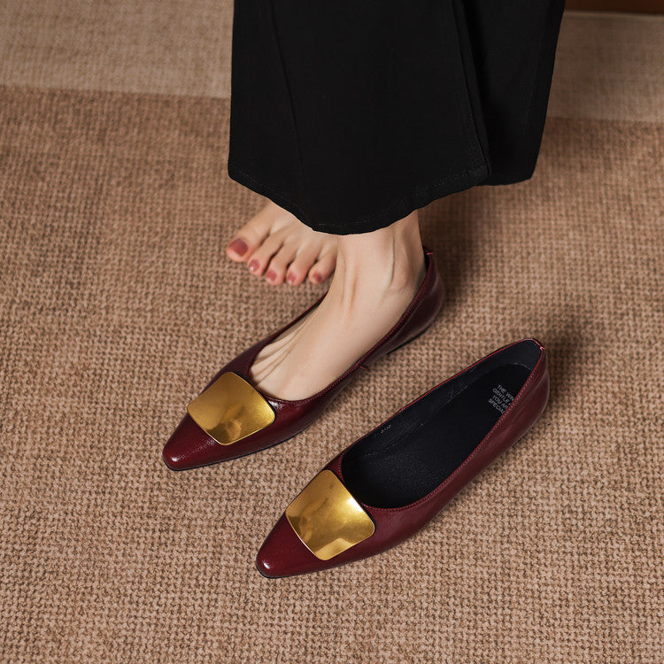 Nero Crinkle Brushed-Gold Vamp Flat
