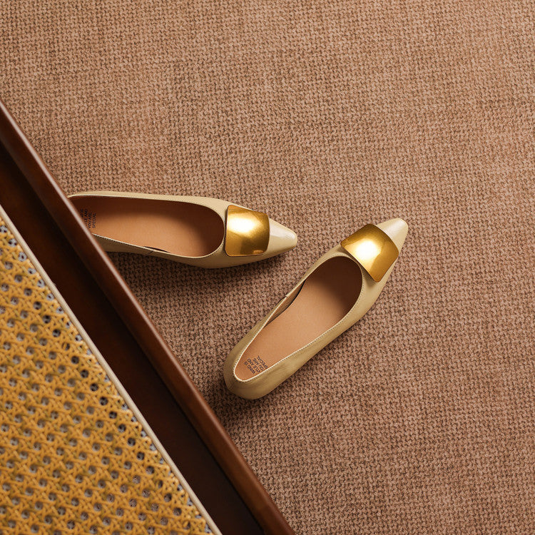 Nero Crinkle Brushed-Gold Vamp Flat