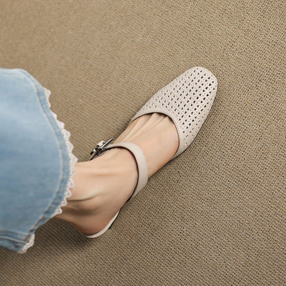 Alabaster Genuine Leather Woven-Vamp Slingback