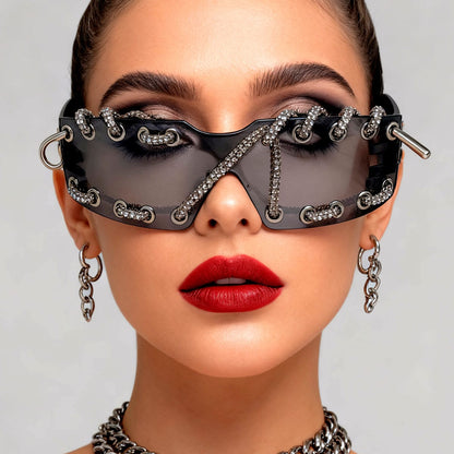 Medusa Crystal-Lace Shield Visor
