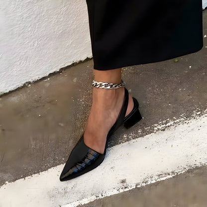 Obsidian Scale Slingback Heels