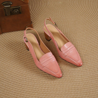 Genuine Leather Pointed Slingback Loafer