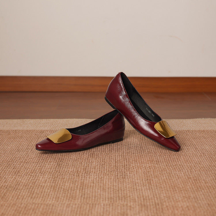Nero Crinkle Brushed-Gold Vamp Flat