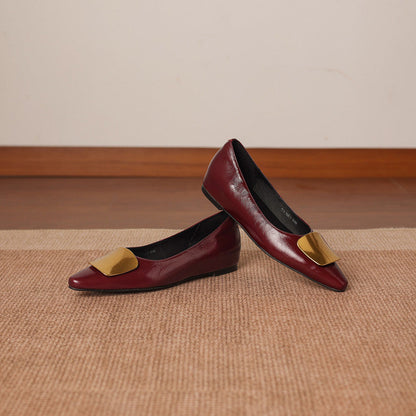 Nero Crinkle Brushed-Gold Vamp Flat