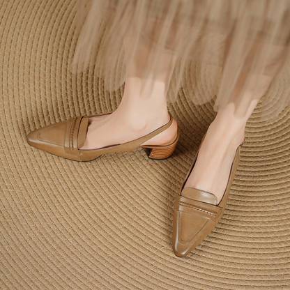 Genuine Leather Pointed Slingback Loafer