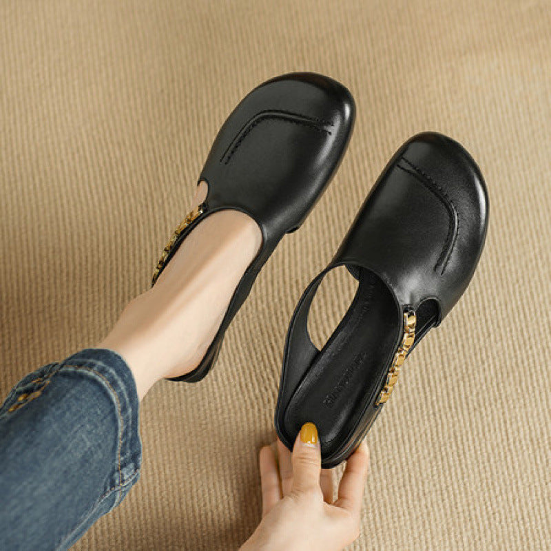 Sorbet Gold-Link Block Slingback