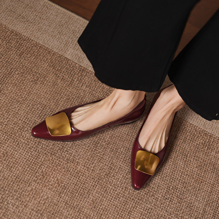Nero Crinkle Brushed-Gold Vamp Flat