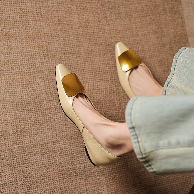 Nero Crinkle Brushed-Gold Vamp Flat