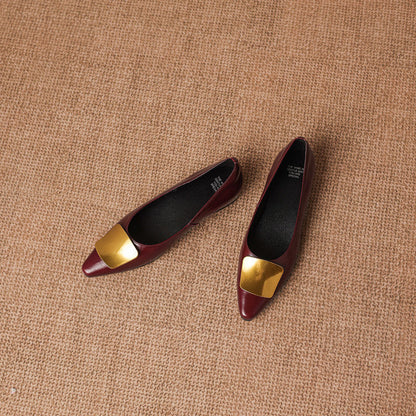 Nero Crinkle Brushed-Gold Vamp Flat