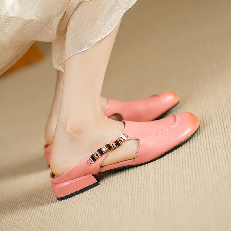 Sorbet Gold-Link Block Slingback