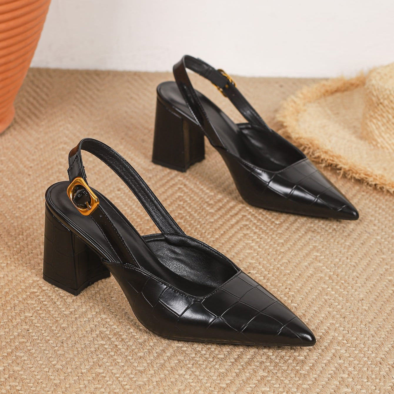 Marseille Croc-Embossed Slingback