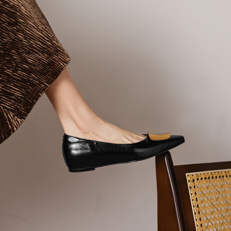 Nero Crinkle Brushed-Gold Vamp Flat